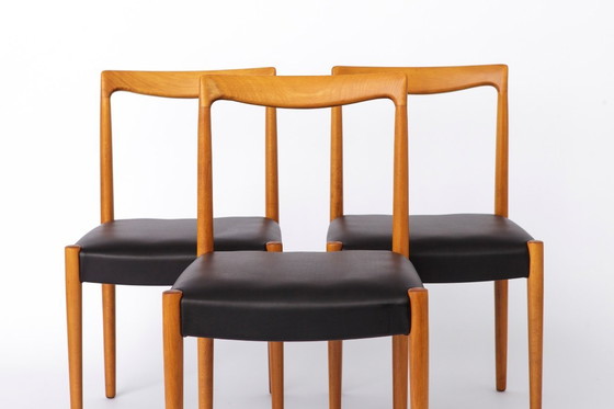 Image 1 of Set of 6 Vintage Lübke Dining Chairs 1970s Germany, Mid Century Beech Wood Chairs