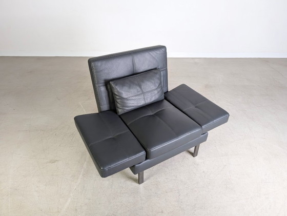 Image 1 of 2x Originele Brühl Amber fauteuil leder grijs design