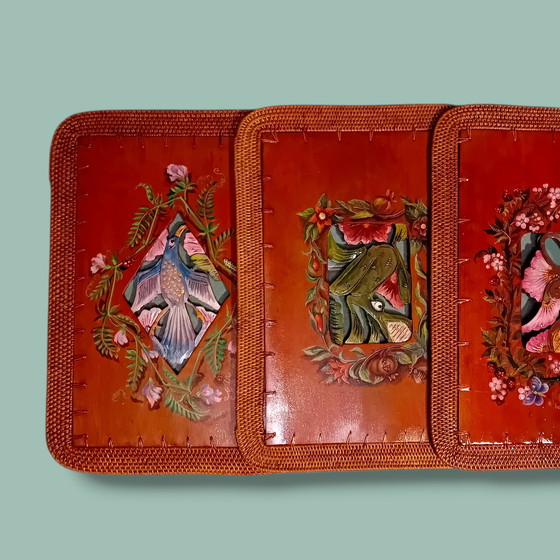 Image 1 of beautiful set of 4 napkins and a bowl.hand made