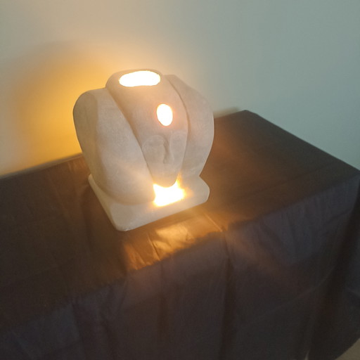 Brutalist table lamp, light sculpture. A unique piece.