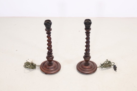 Set di due lampade da tavolo in legno tornito 'Barley twist' (photo 3 of 8)