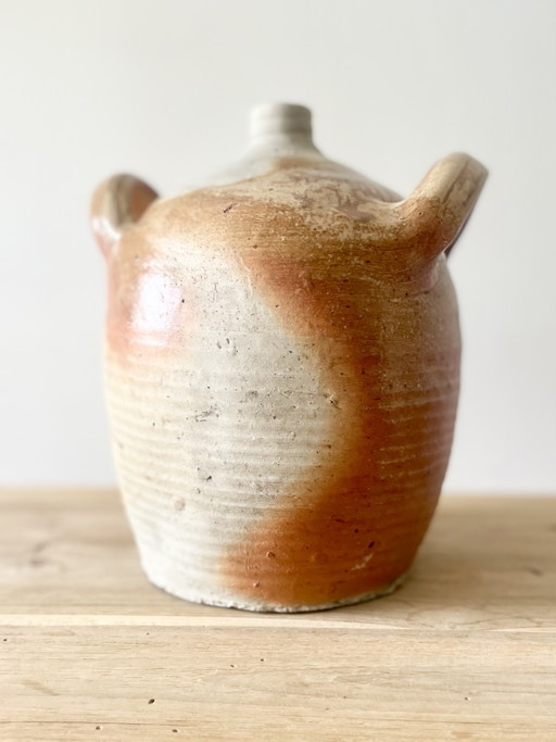 Antique French Stoneware Water Jug · Wabi-Sabi Decor · French Country · Rustic Pottery