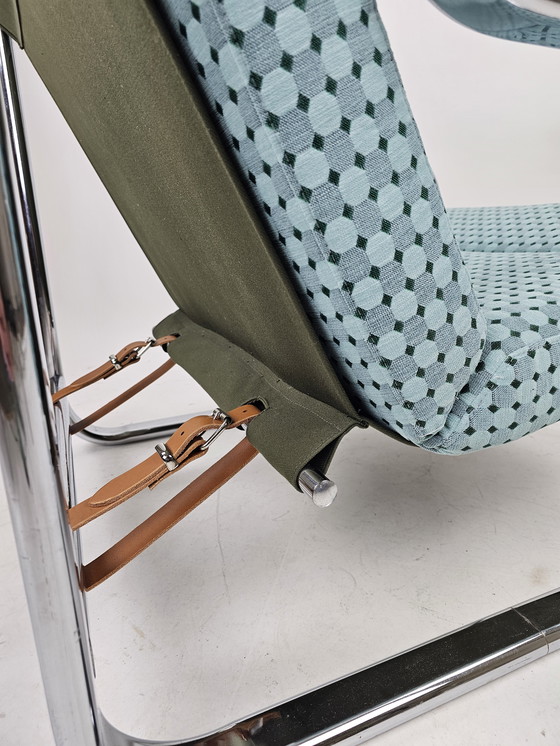 Image 1 of Set of 2 Italian chairs in chrome frame and completely reupholstered