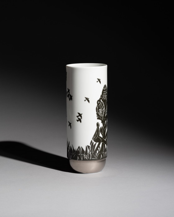 Image 1 of Artist HAP Grieshaber x Rosenthal “Pastorale” Vase Form “Duo” by Ambrogio Pozzi