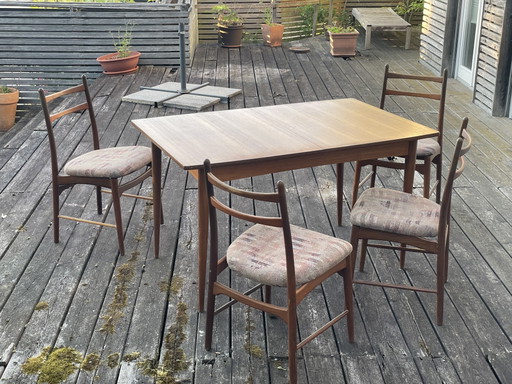 Dining table with 4 upholstered chairs, 1960s
