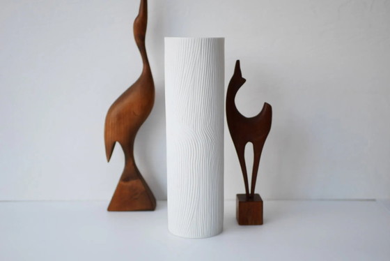 Image 1 of Mid-century modern Op-Art Studio Line bisque porcelain vase by Werner Schreib for Rosenthal, 1960s
