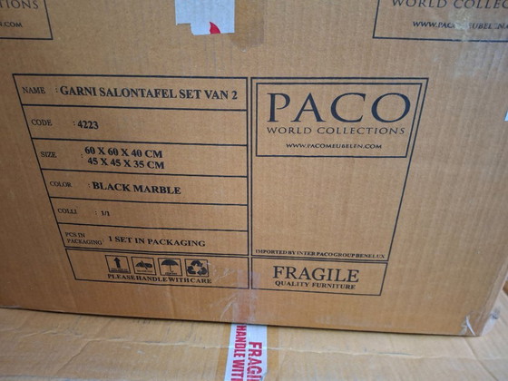 Image 1 of Salontafelset van marmer en metaal, zware uitvoering