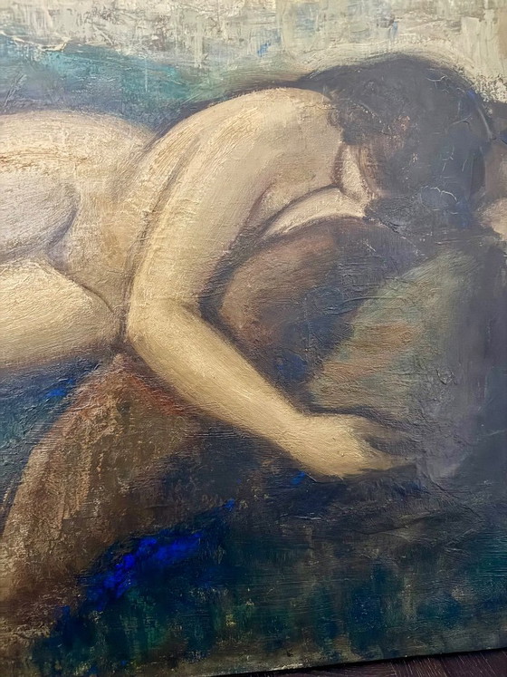 Antique painting, oil on canvas, signed Michel DUTRIEU (1910-1993) – Art, Wood (photo 6 of 15)