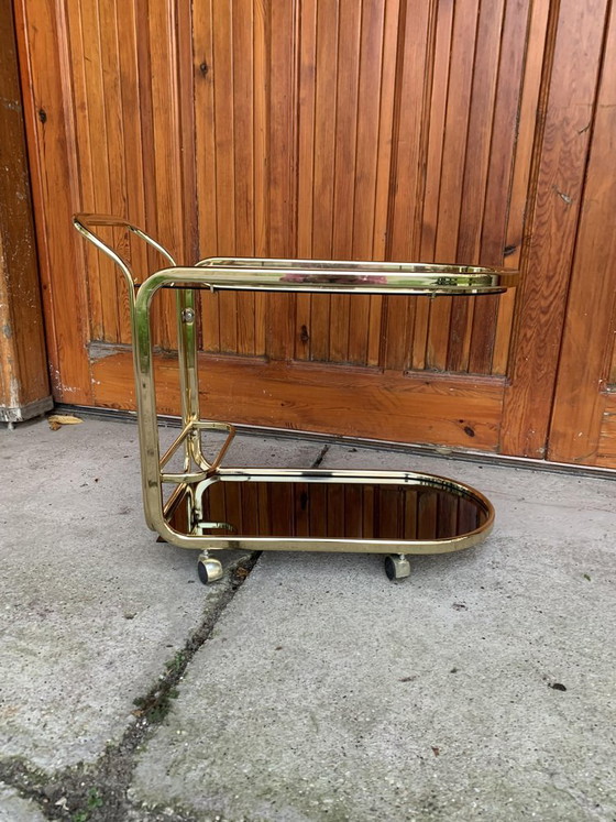 Regency Brass 2-Tier Bar Cart, 1960s – Glass, Vintage (photo 8 of 8)