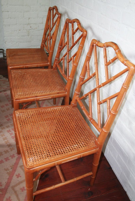 Image 1 of Set di 6 sedie vintage Chippendale in finto bambù (Jonathan Adler)