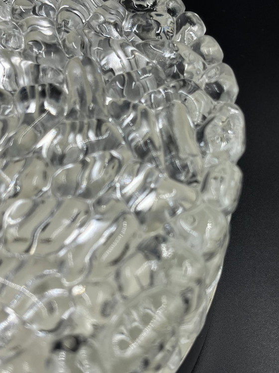 Image 1 of Brutalist round ceiling light in vintage glacier glass