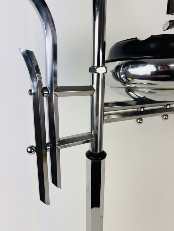 Image 1 of Vintage Art deco chrome staande asbak rooktafel