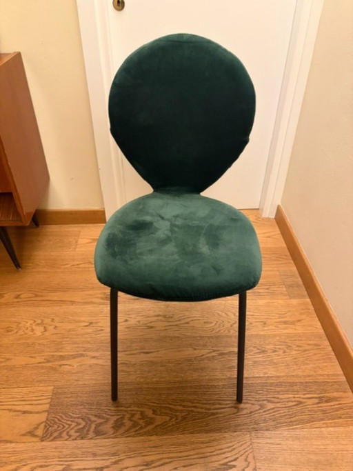 6 Riflessi "Sofia" Dining Chairs - Green Velvet. Elegant and Iconic Model