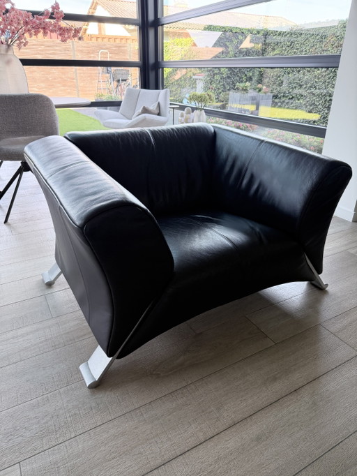Rolf Benz Sofagarnitur 332 Und 6 Clubsessel 390 In Auberginenfarbenem Leder