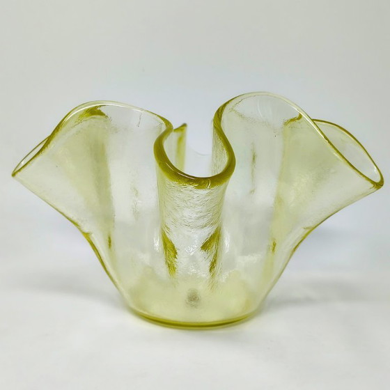 Image 1 of 1970s Italian Murano Glass Yellow "Fazzoletto" Handkerchief Vase by Dogi