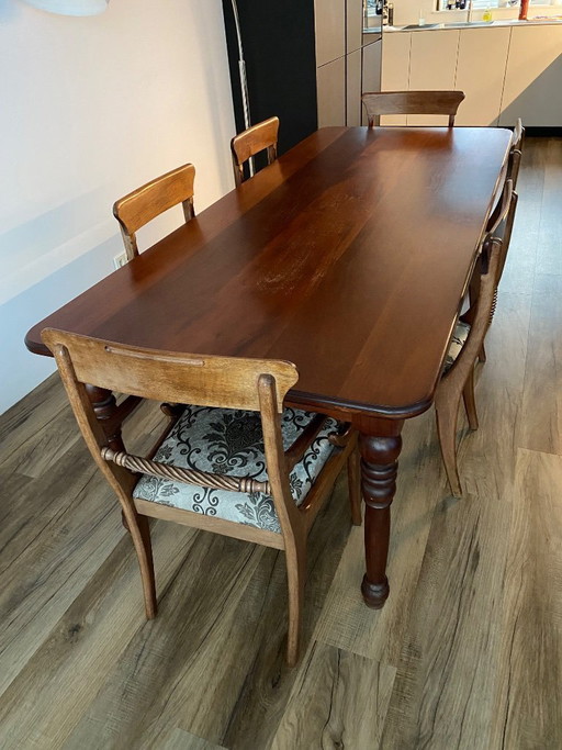 Solid Mahogany Dining Table with 6 Chairs (handmade)