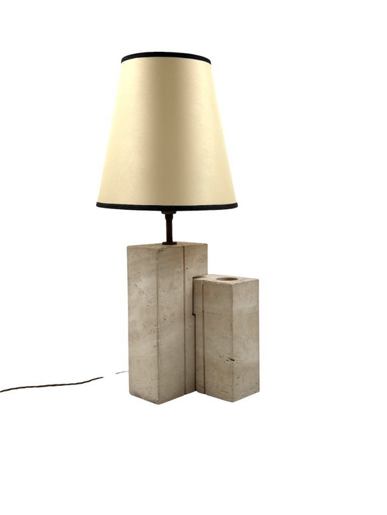 Image 1 of Lampada da tavolo scultorea in travertino della metà del secolo scorso, Giulio Cesari, Nucleo Sormani, Italia 1960
