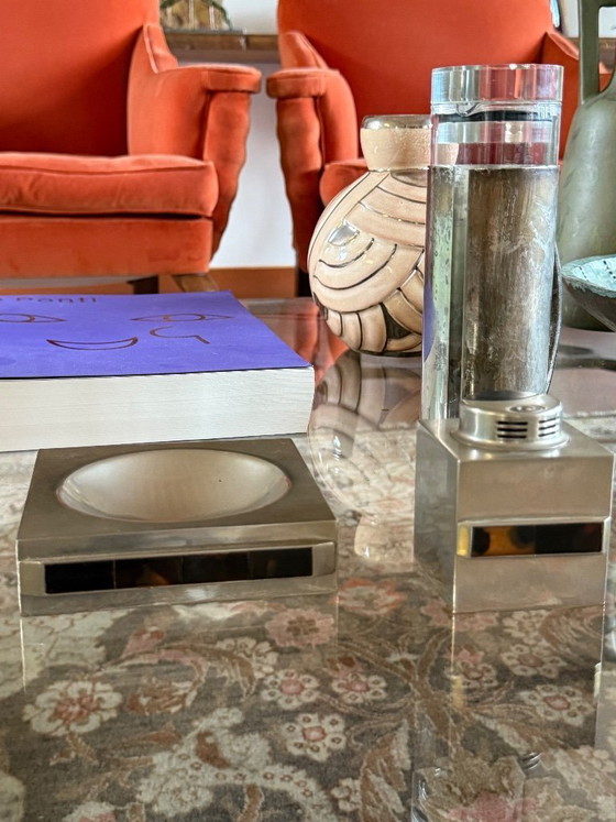 Image 1 of Tischraucher-Set, Aschenbecher und Tischfeuerzeug, Italien 1970