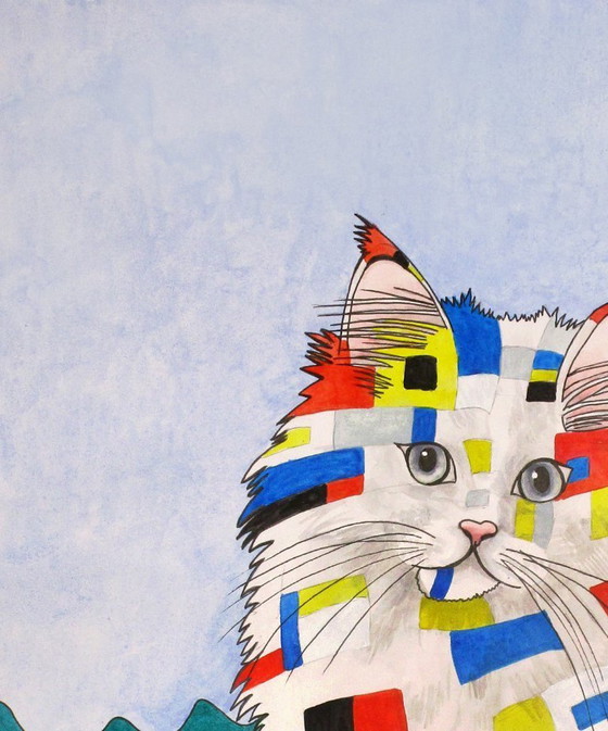 Image 1 of The 'Mondriaan' Cat (hand-painted)