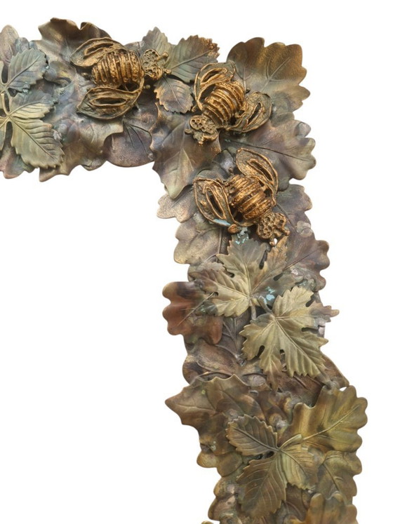 Image 1 of Cadre photo en métal fait main avec feuillage et feuilles