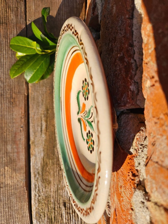 Image 1 of Wall Plate Folk Art Pottery Made by Imre Szűcs (1948-) a Well Known Hungarian Ceramic Artist | Vintage Handmade Hand-Painted