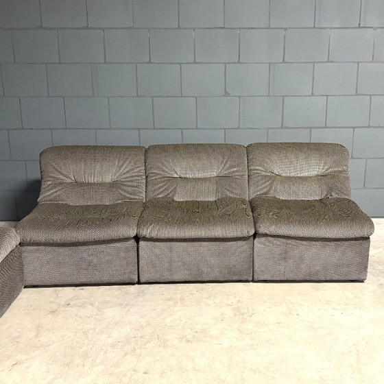 Image 1 of Modulares Sofa aus der Mitte des Jahrhunderts – Samt-Pepita-Stoff – 1970er