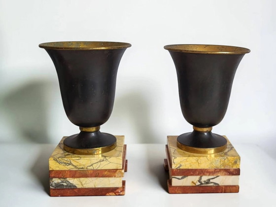 Coppia di vasi Art Déco – Marble, Metal, Art Deco (photo 4 of 9)