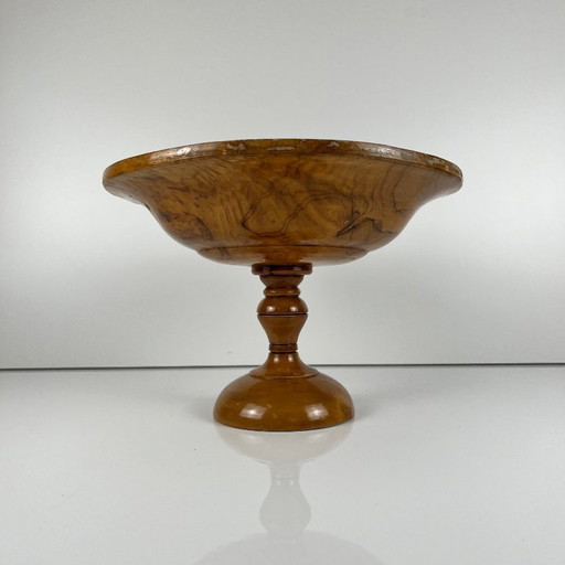 Tazza - Fruttiera monossili su piedistallo in legno d'ulivo, 1950-60 – schalen, Wood, Vintage (photo 2 of 9)