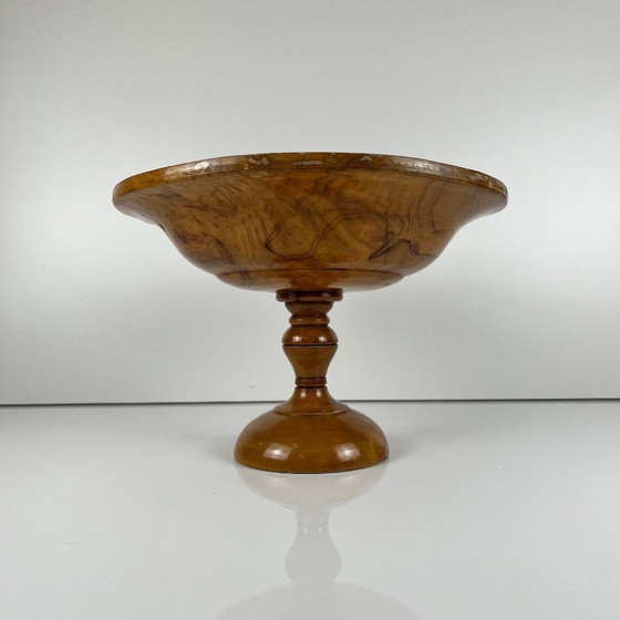 Tazza - Coupe À Fruit Sur Pied Monoxyle En Bois D'Olivier, 1950-60 – Bols, Wood, Vintage (photo 2 of 9)
