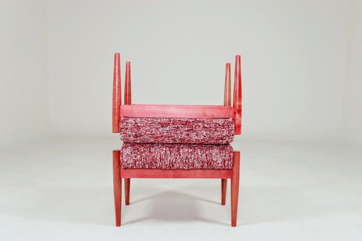 Kinderstoeltjes, lage krukjes, krabrood koraal, set van 2