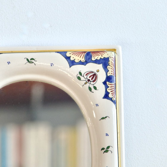 Image 1 of Hand-Painted Faïence De Desvres Mirror