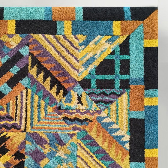 1980s Missoni geometrisch patroon vloerkleed, Multi Color, Vloerkleden en tapijten, Textiel, Geel, Abstract (foto 11 van 14)