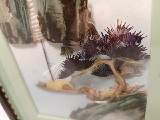 Image 1 of 3D shadow box with carved mother of pearl