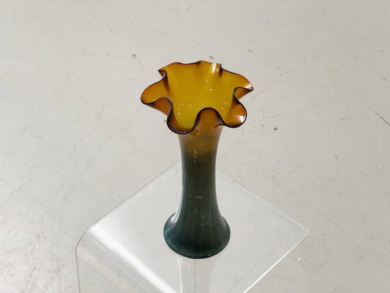 Image 1 of Colored glass vase with a wavy rim, 1970s