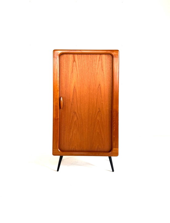 Vintage Deense  teakhouten highboard, Dyrlund ‘80, Wandkast, Bruin (foto 10 van 10)
