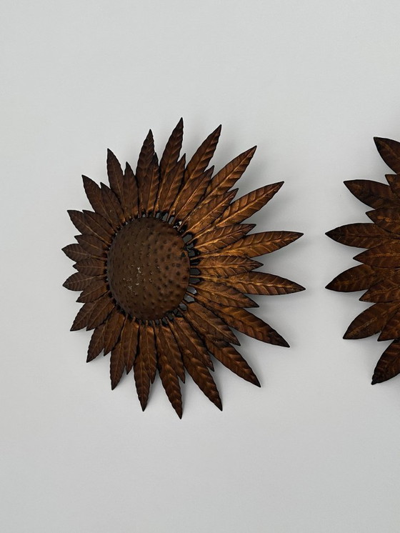 Image 1 of Pair of Vintage Spanish Sunburst Wall Lamps, 1950s–60s