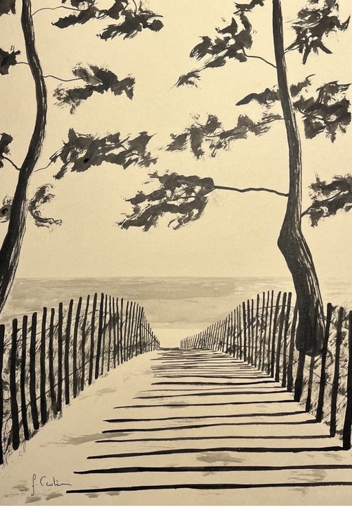 Encre de Chine sur Papier Naturel 250g Format 40x30cm