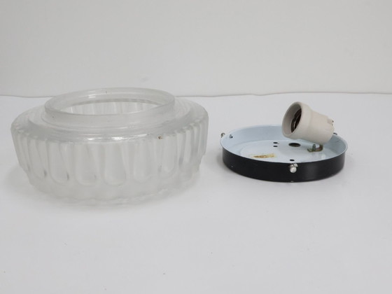 Vintage ceiling light / glass metal / round / cloud glass (photo 3 of 5)