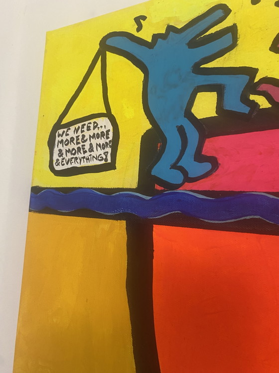 Tableau « Hommage à Haring » 140 x 115 cm – Peintures et dessins, Canvas (photo 8 of 12)