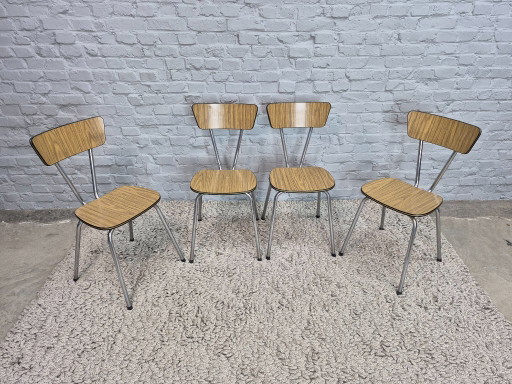 Set di 4 Sedie da Cucina Vintage Brabantia, Formica Effetto Legno con Bordo Nero e Oro, Paesi Bassi, Anni (photo 2 of 9)