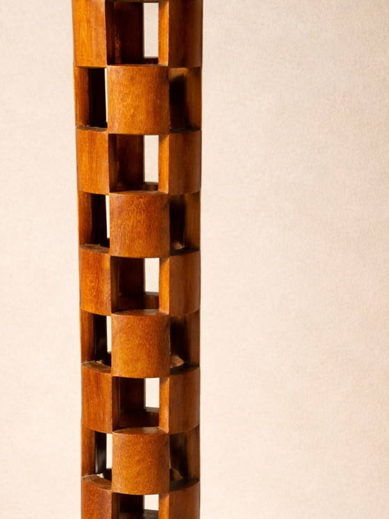 Image 1 of Grote sculpturale lamp in hout – brutalistische stijl