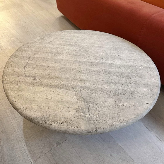 Table basse en travertin, 1970, Tables basses, Pierre, Crème (photo 4 sur 5)