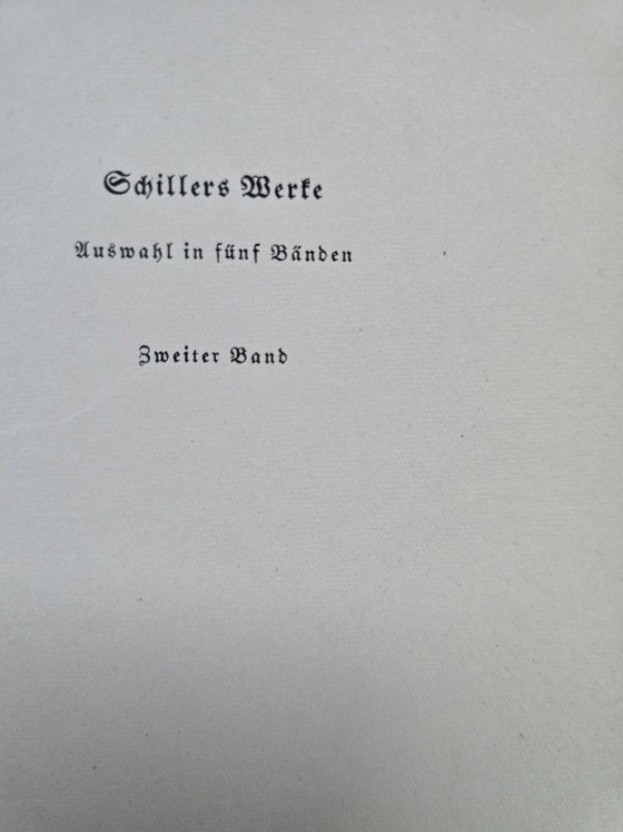 Antico set di due volumi "Schillers Werke" (circa 1910) – Dorso rosso-verde e stampa dorata (photo 6 of 17)
