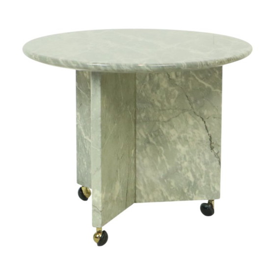 Image 1 of Marble Side Table on Wheels 1970s