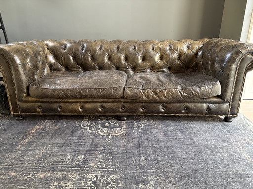 Sofá Chesterfield – 3 5 zitsbanken, Leather, Wood