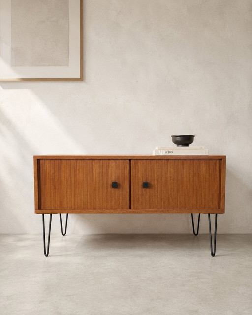 Tavolino basso in teak MDK belga, anni '60