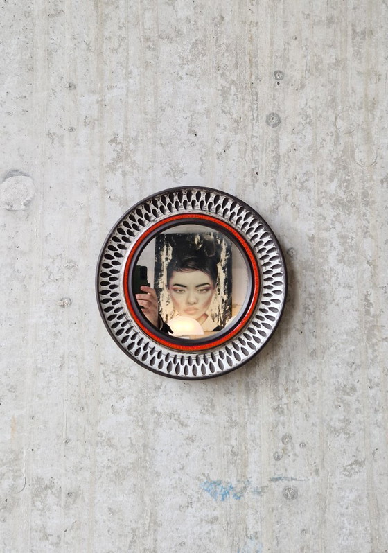 Image 1 of Specchio da parete vintage in ceramica scandinava, anni '70