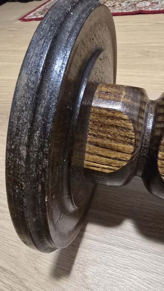 Vintage Brutalistische Houten Kerk Kandelaar - Massief Eiken (28cm) – Kandelaars en kaarsen (photo 10 of 13)
