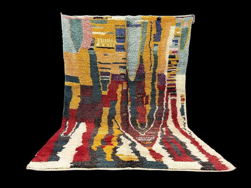Tapis marocain tissé à la main Boujaad 6.4x10.6ft | Tapis berbère coloré Boho | Décor de salon vintage Abstrait