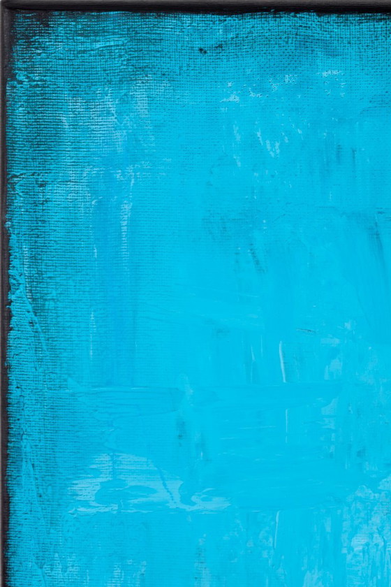 Image 1 of Blue and Red original minimalist abstract modern painting, stretched canvas